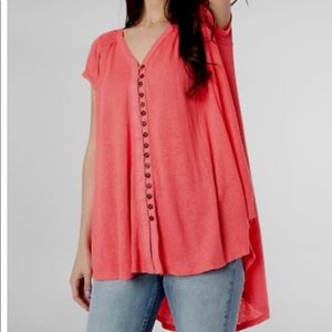 Free People Azalea pink high-low oversized top